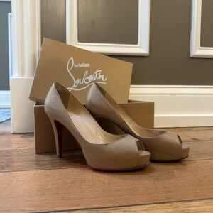 Christian Louboutin Nude Peep-Toe Heels